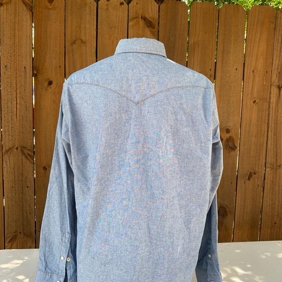 Vintage 80s Wrangler snap button shirt size 16 1/2 - Picture 4 of 6